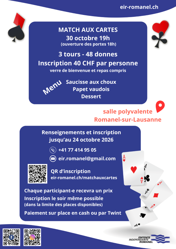  🃏 Soirée Match aux cartes de l’EIR – 30 octobre à 19h 